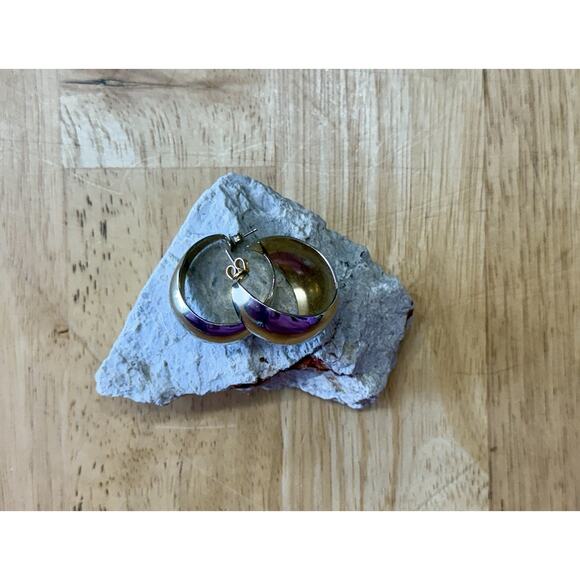 Vintage Silver Tone Half Hoop Earrings- Pre-Owned Womens Fashion Jewelry‎ EUC - Picture 1 of 3